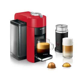 Machine à café et à espresso Nespresso Vertuo avec Aeroccino par De’Longhi, rouge – ENV135RAE