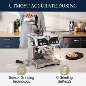 La Specialista Prestigio Espresso Machine with Smart Tamping Station & Dual Heating System, Stainless Steel - EC9355M