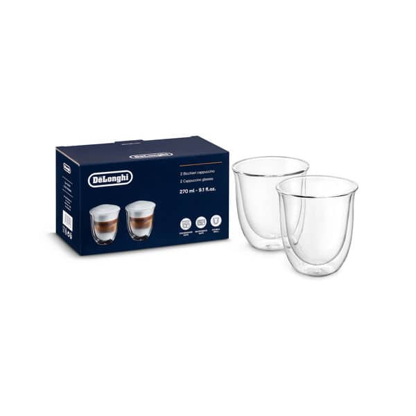 DLSC311 by Delonghi - Double Wall Cappuccino Cups, 2 per set