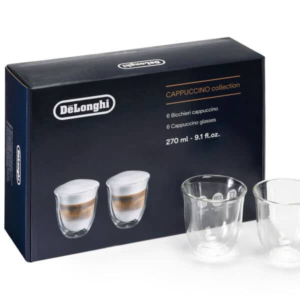 De'Longhi Gift Set 6 Cappuccino Double Wall Thermal Glasses 