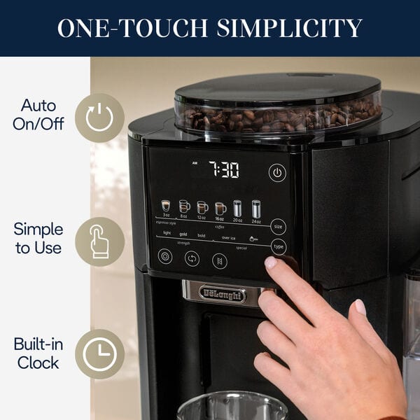 10-Cup Drip Coffee Maker with Touch Screen,Built-In Burr Coffee