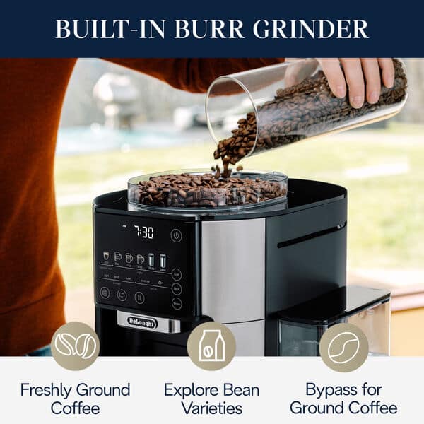 TrueBrew Drip Coffee Maker Stainless Black De Longhi