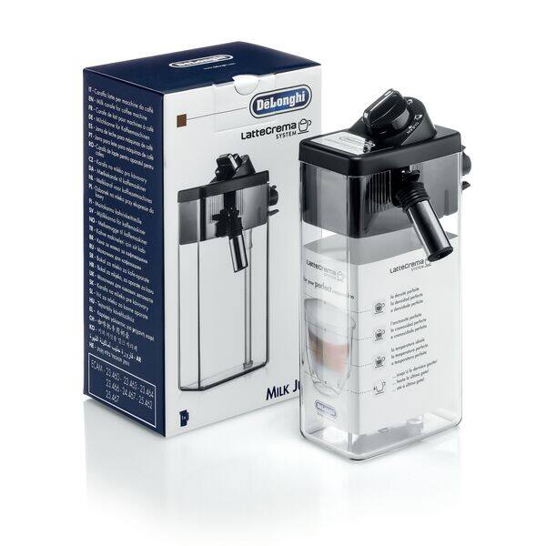 DL-pro Jarra de leche con tapa para cafetera DeLonghi 5513296641 ECAM 23 24  25 350 con cepillo de limpieza : : Hogar y cocina