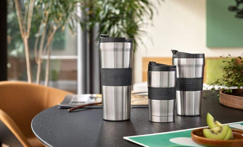 DeLonghi Travel mug tasse de voyage à double paroi en acier