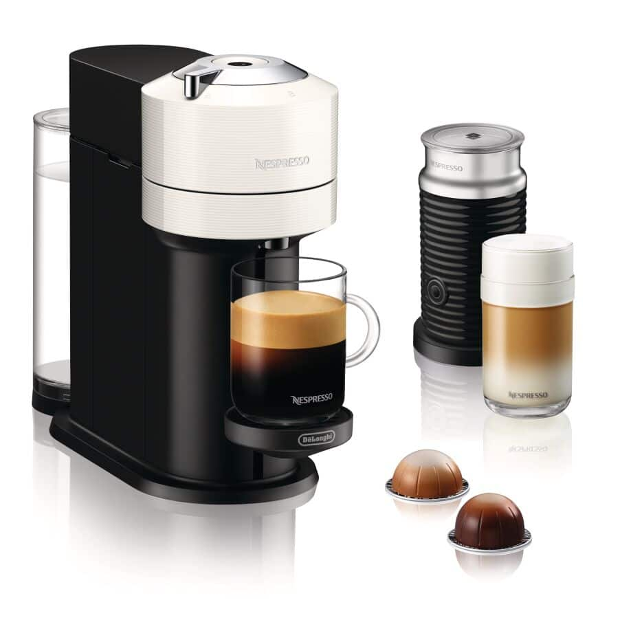 Nespresso Vertuo Next Coffee & Espresso Machine with Aeroccino Milk Frother by De'Longhi, White - ENV120WAECA Right