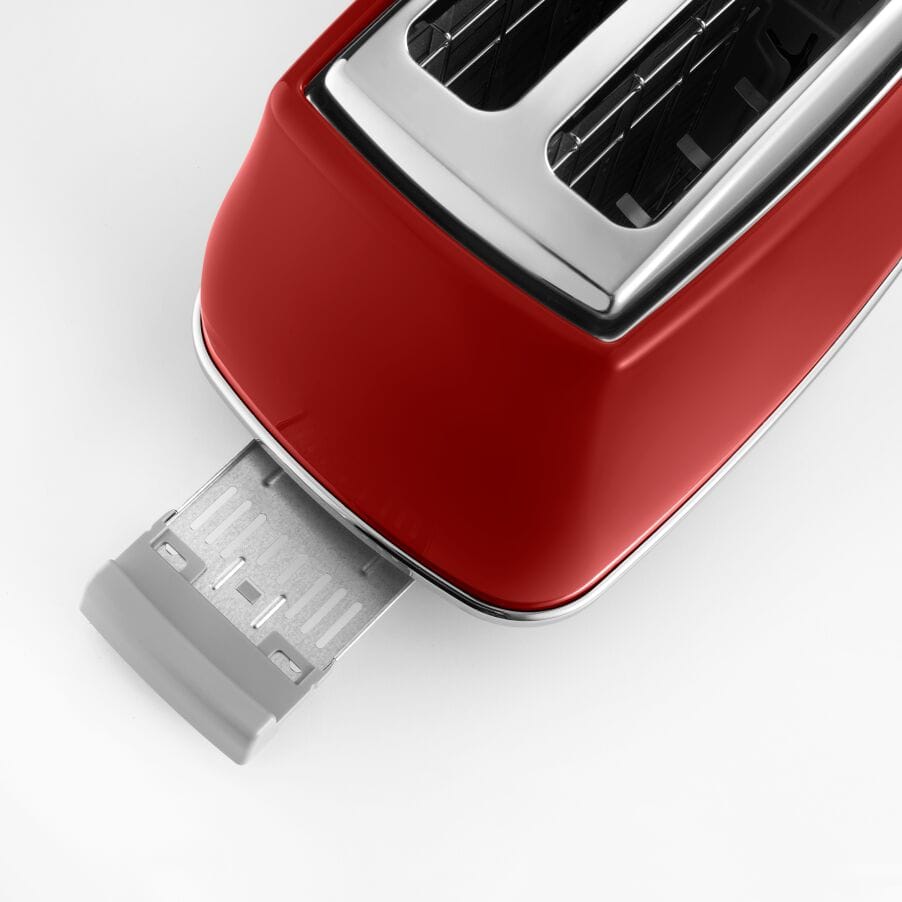 Toaster DELONGHI ICONA CAPITALS 2 tranches - 900W - Grille pain 3 fonctions  - Chauffe viennoisseries inclus - Rouge