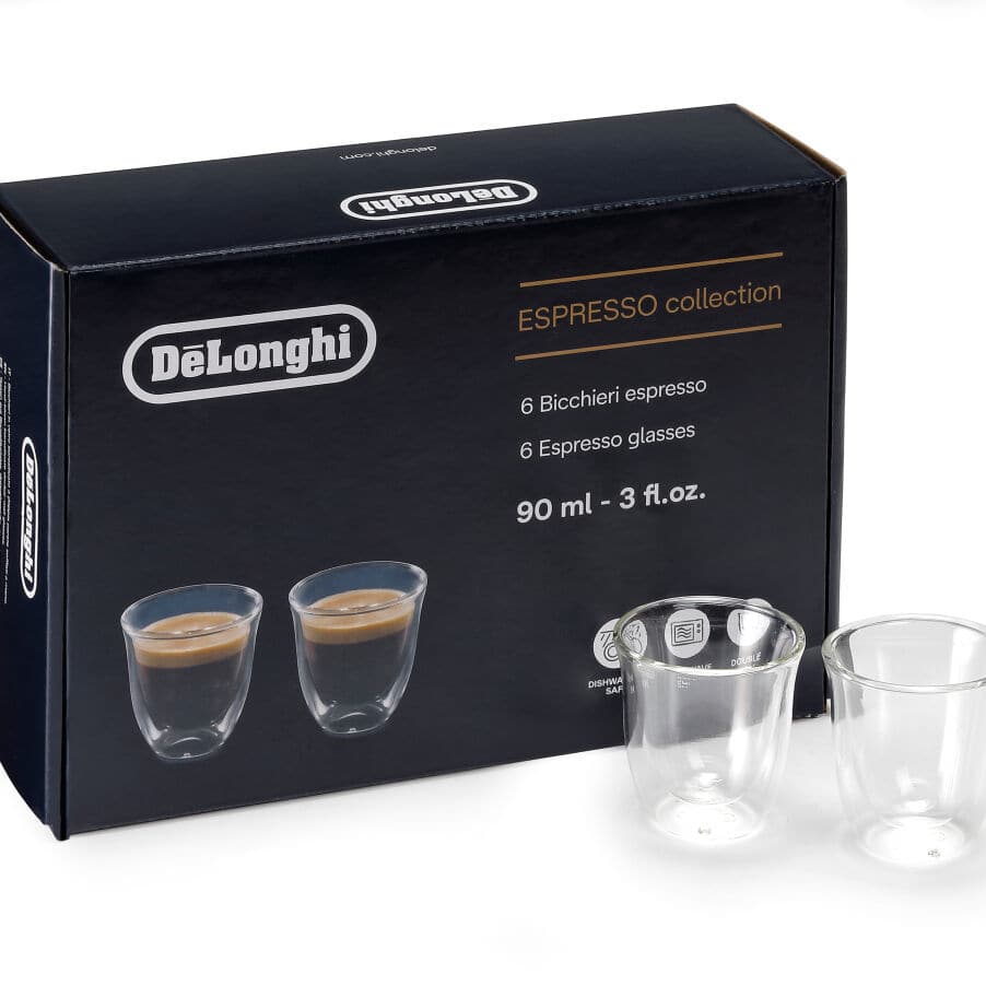 Levně De'Longhi Kolekce cappuccino 90 ml sada 6 sklenic s dvojitou stěnou