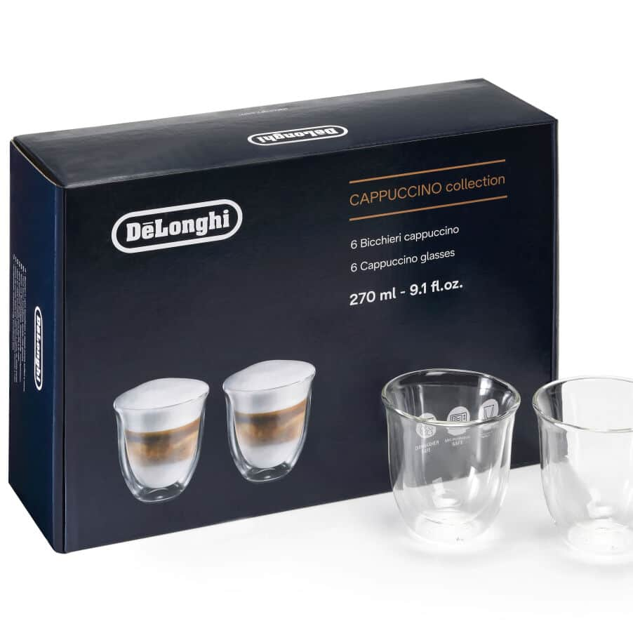 Levně De'Longhi Kolekce cappuccino 270 ml sada 6 sklenic s dvojitou stěnou