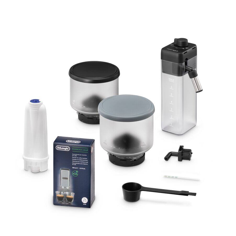 Cafetera superautomática  De'Longhi Rivelia EXAM440.35.W, Molinillo  integrado, Espumador leche, Táctil, 4 perfiles, 8 recetas, 19bar, 1450W,  Blanco