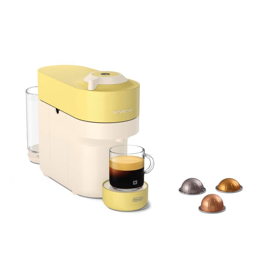 Nespresso Coffee Machines, Vertuo Pop Nespresso Capsule Coffee Machine Value Pack Bundle Lemon Yellow, AU0132194067, undefined