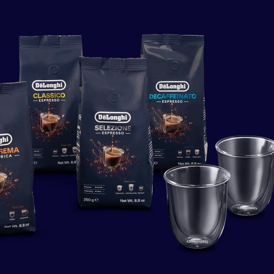 Κόκκοι καφέ, DLSC317 – Essential Pack με κόκκους για καφετιέρα De'Longhi, 4 x 250 g, 2 ποτήρια cappuccino και φίλτρο νερού, AS00001545, Απροσδιόριστο