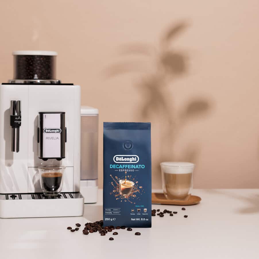 Grains de cafè, DLSC603 Café en grains Décaféiné, 50 % Arabica, 50 % Robusta, 250 g, AS00000174, Bleu