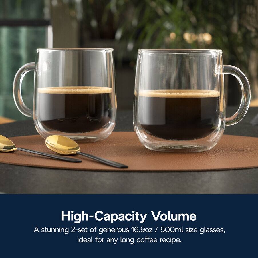 Tasses et verres à café, Mugs en verre à double paroi, 500 ml, set de 2, undefined, Non spécifié