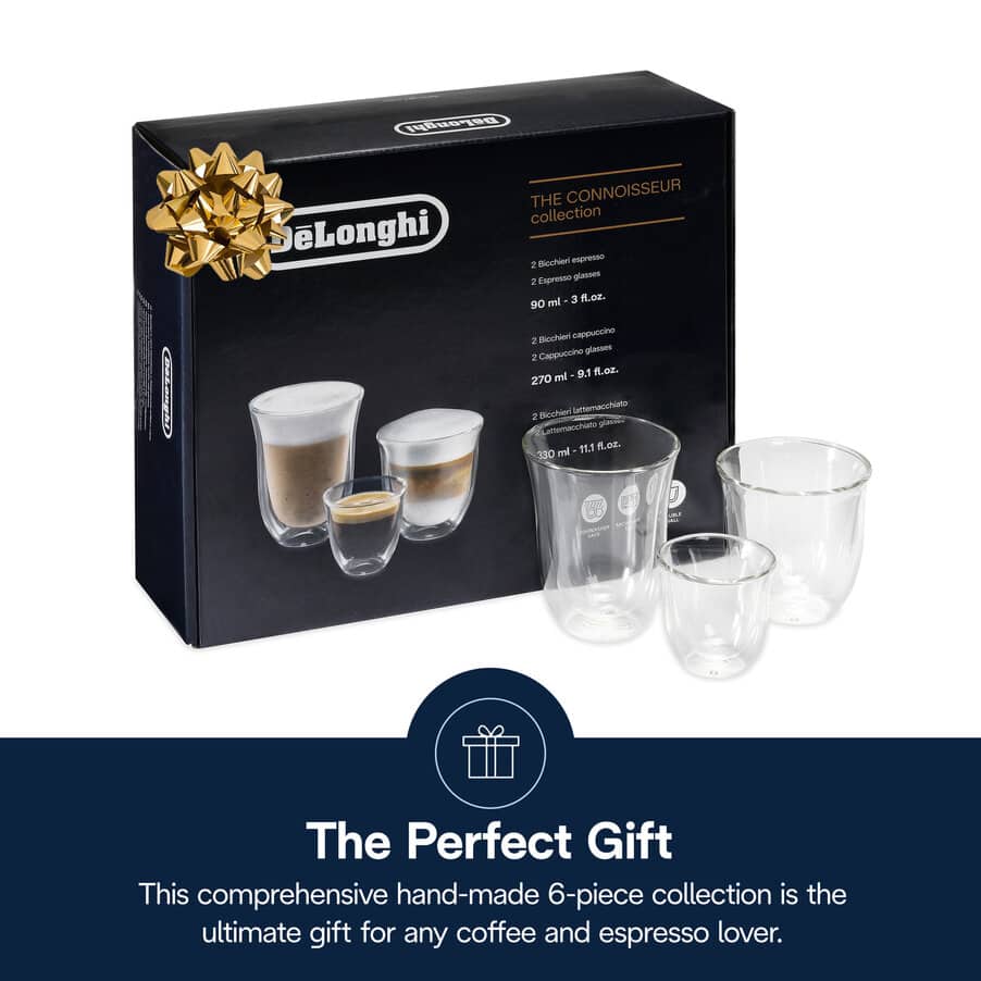 Tazze e bicchieri da caffè, Collezione The Connoisseur, set di 2 bicchieri espresso, 2 cappuccino e 2 lattemacchiato in vetro a doppia parete, undefined, Non specificato