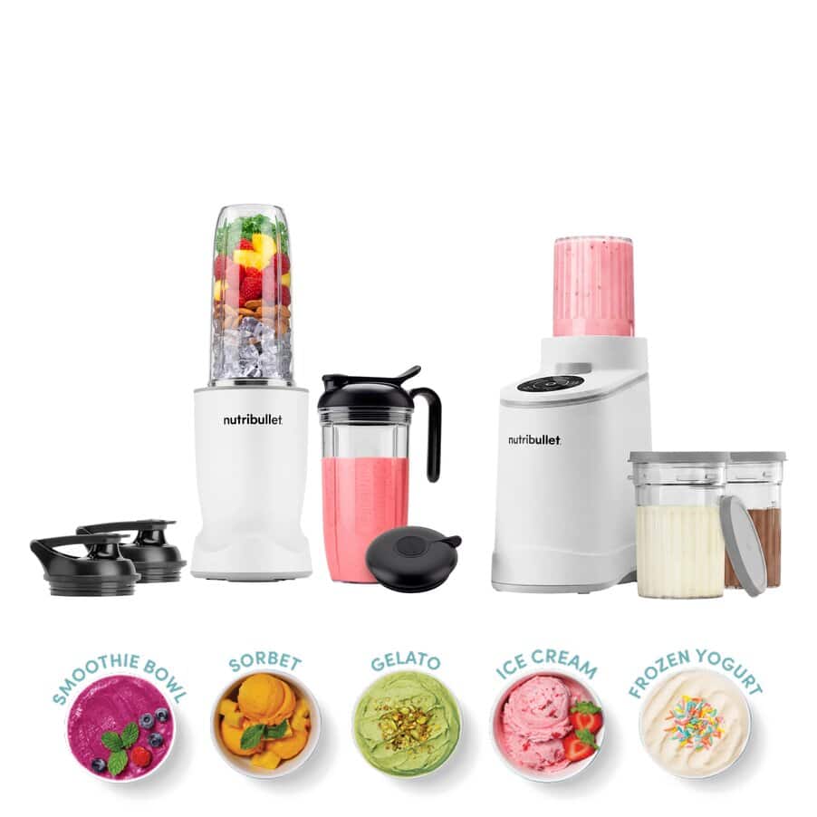nutribullet Turbo™, nutribullet® -setti: Turbo Tehosekoitin 1000W + Chill Jäätelökone (Mattavalkoinen), undefined, Matte white