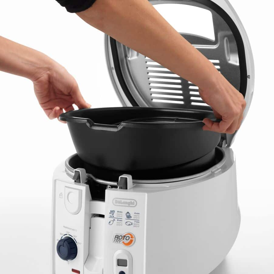 DeLonghi RotoFry Black Deep Fryer Non-Stick Interior